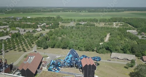 Drone orbital aerial view of the world's largest water funnel. Hof van Saksen - Nooitgedatch, in the Netherlands. photo