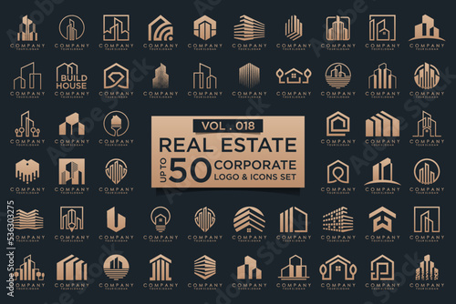 building construction logo and icon set.