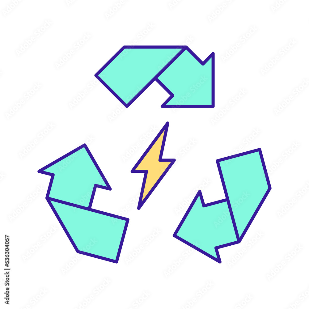 Integration of renewable energy sources RGB color icon. Environment safety. Smart grids engineering. Isolated raster illustration. Simple filled line drawing Integration of renewable energy sources RGB color icon. Environment safety. Smart grids engineering. Isolated raster illustration. Simple filled line drawing
