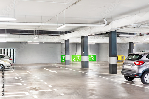 Underground parking with chargers for electric cars