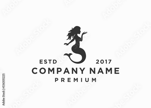 mermaid logo design icon vector illustration template