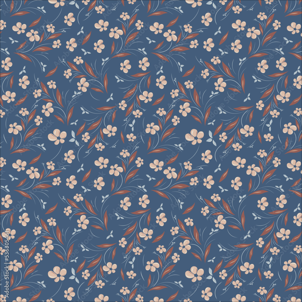 Fototapeta premium Seamless pattern of desert sand, rose taupe, silver sand color flowers , leaves and vines on bdazzled background. textile floral pattern, fabric print, wallpaper, wall art etc.