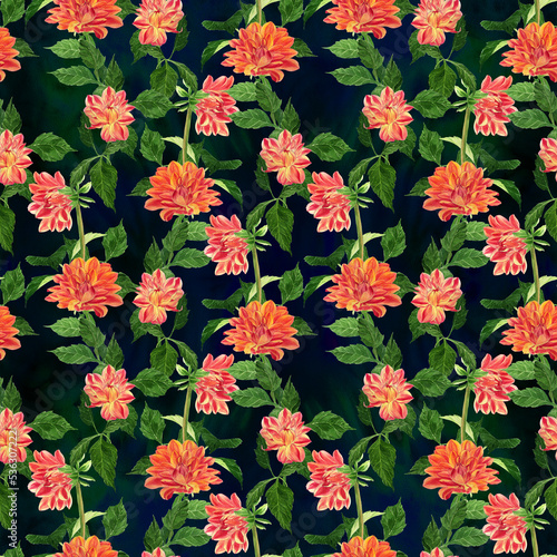 Seamless background. Dahlia is a flower and a bud. background pattern - floral motifs. Wallpaper. Use printed materials  decoupage cards  posters  postcards  packaging.