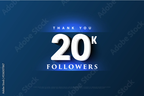 20k followers with light effects above and below the numbers.