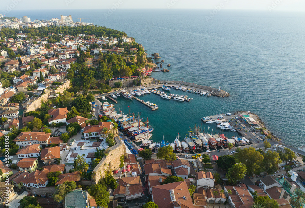 Kaleici Marina and Yivli Minaret Drone Photo, Kaleici Antalya City Center, Antalya Turkey Kaleici Marina and Yivli Minaret Drone Photo, Kaleici Antalya City Center, Antalya Turkey