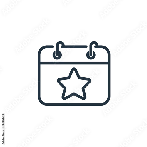 Star calendar icon isolated on a white background. Favorite symbols, Schedule for web and mobile apps.