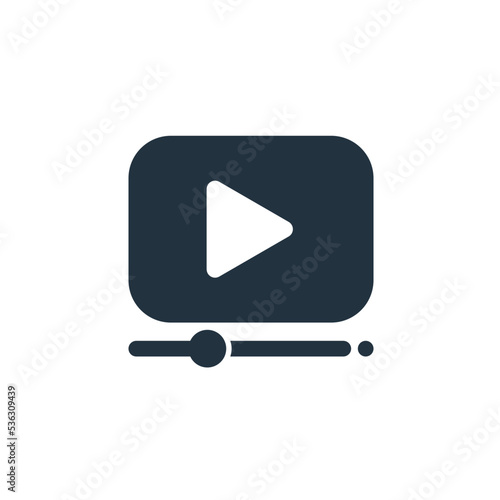 Video player icon in trendy flat style isolated on white background.  video symbols for web and mobile apps.