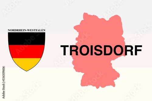 Troisdorf: Illustration mit dem Ortsnamen der deutschen Stadt Troisdorf im Bundesland Nordrhein-Westfalen photo