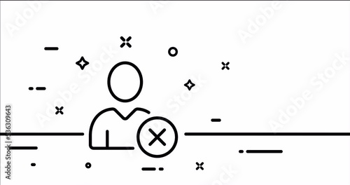 Man with cross. Checked, insuccess, achievement, failure, approved, advancement, setback, unrecommended. Tick concept. One line drawing animation. Motion design. Animated technology logo. Video 4K photo