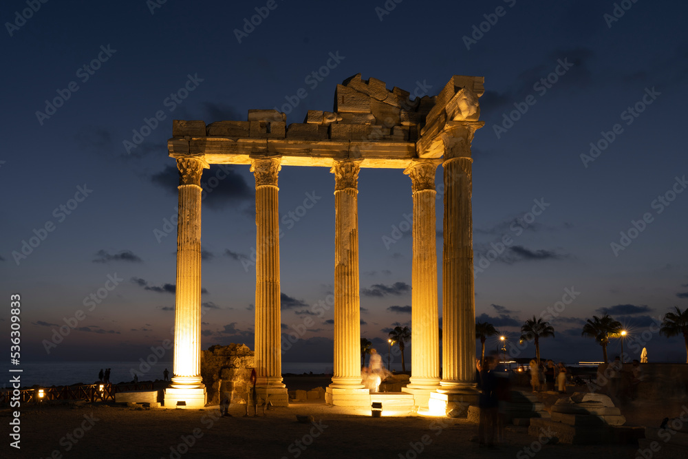 Fototapeta premium Apollon Temple in the Sunset Time, Side Antique City Antalya, Turkey