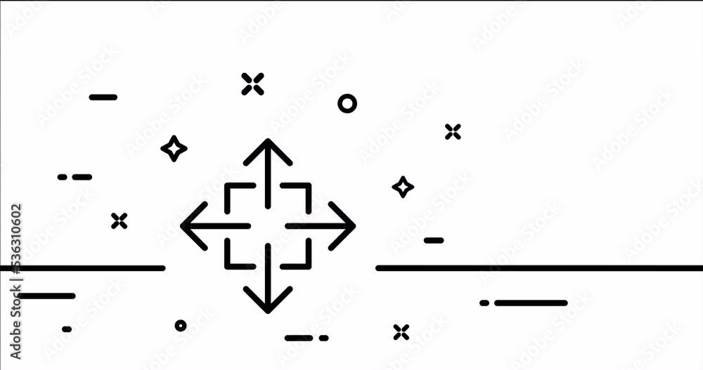 Zoom in and out arrows. Button, view, full screen, player, window control panel, scale. Technology concept. One line drawing animation. Motion design. Animated technology logo. Video 4K Zoom in and out arrows. Button, view, full screen, player, window control panel, scale. Technology concept. One line drawing animation. Motion design. Animated technology logo. Video 4K