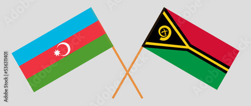 Crossed flags of Azerbaijan and Vanuatu. Official colors. Correct proportion