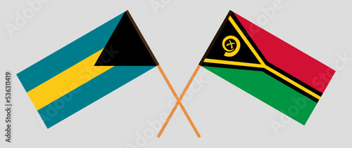 Crossed flags of the Bahamas and Vanuatu. Official colors. Correct proportion