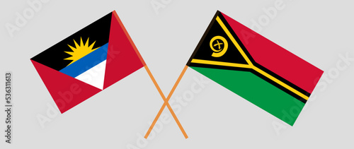 Crossed flags of Antigua and Barbuda and Vanuatu. Official colors. Correct proportion