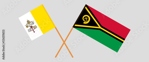 Crossed flags of Vatican and Vanuatu. Official colors. Correct proportion