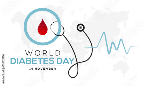 Vector illustration on the theme of world diabetes day awareness observed each year during November banner, Holiday, poster, card and background design.