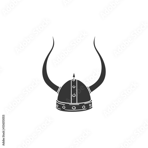 Viking Helmet Icon Silhouette Illustration. Nordic Vector Graphic Pictogram Symbol Clip Art. Doodle Sketch Black Sign.