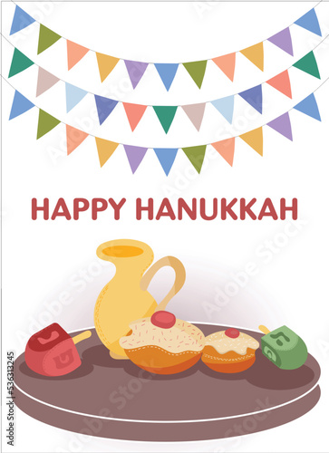 Happy Hanukkah, Jewish Festival of Lights background for greeting card, invitation, banner, Candlestick holder