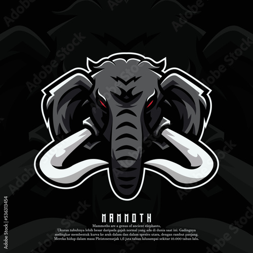 mammoth mascot logo design vector with modern illustration concept for printing badges, emblems, and t-shirts. mammoth head illustration