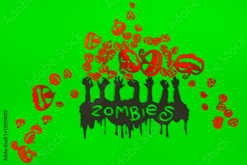 Halloween  hands on the green screen background.