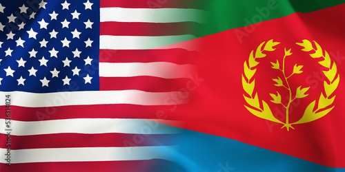 Eritrea,USA flag together.American,Eritrea waving flag photo