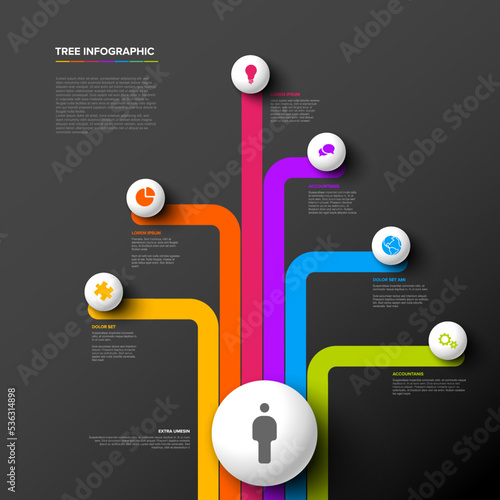 Dark Tree infographics template with various diversity options