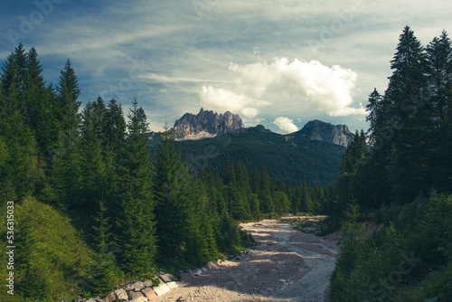 Dolomites mountain peak and...
