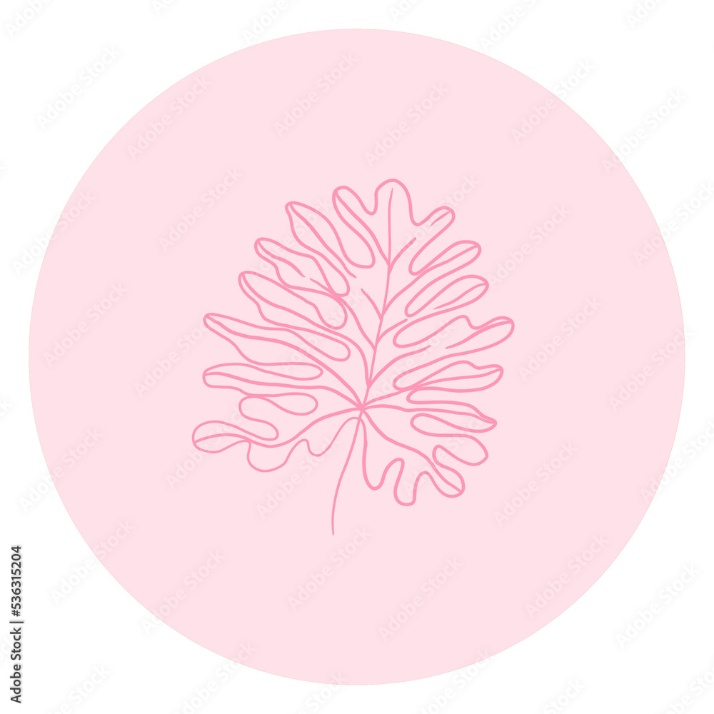 Pink Leaf Line Art Icon Pink Leaf Line Art Icon