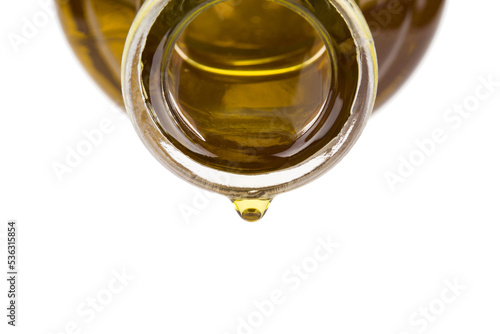 Oil pouring from a bottle, PNG isolated on transparent background 