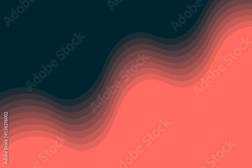 Minimalist light red layered waves on dark background in papercut style photo