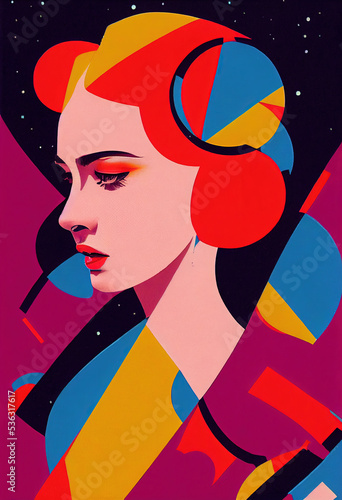 retro space art woman 