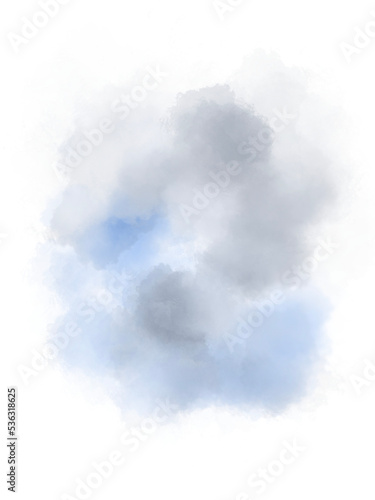 Isolated storm clouds watercolor texture