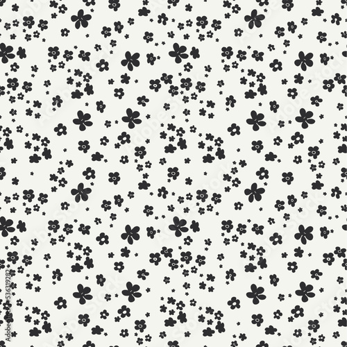 flower vector seamless black and white print vintage design pattern