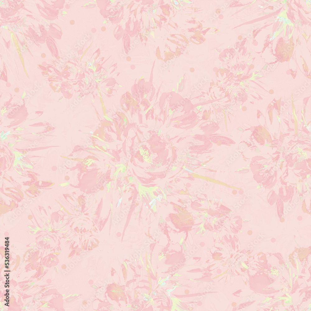  Abstract seamless floral delicate pattern painted flowers