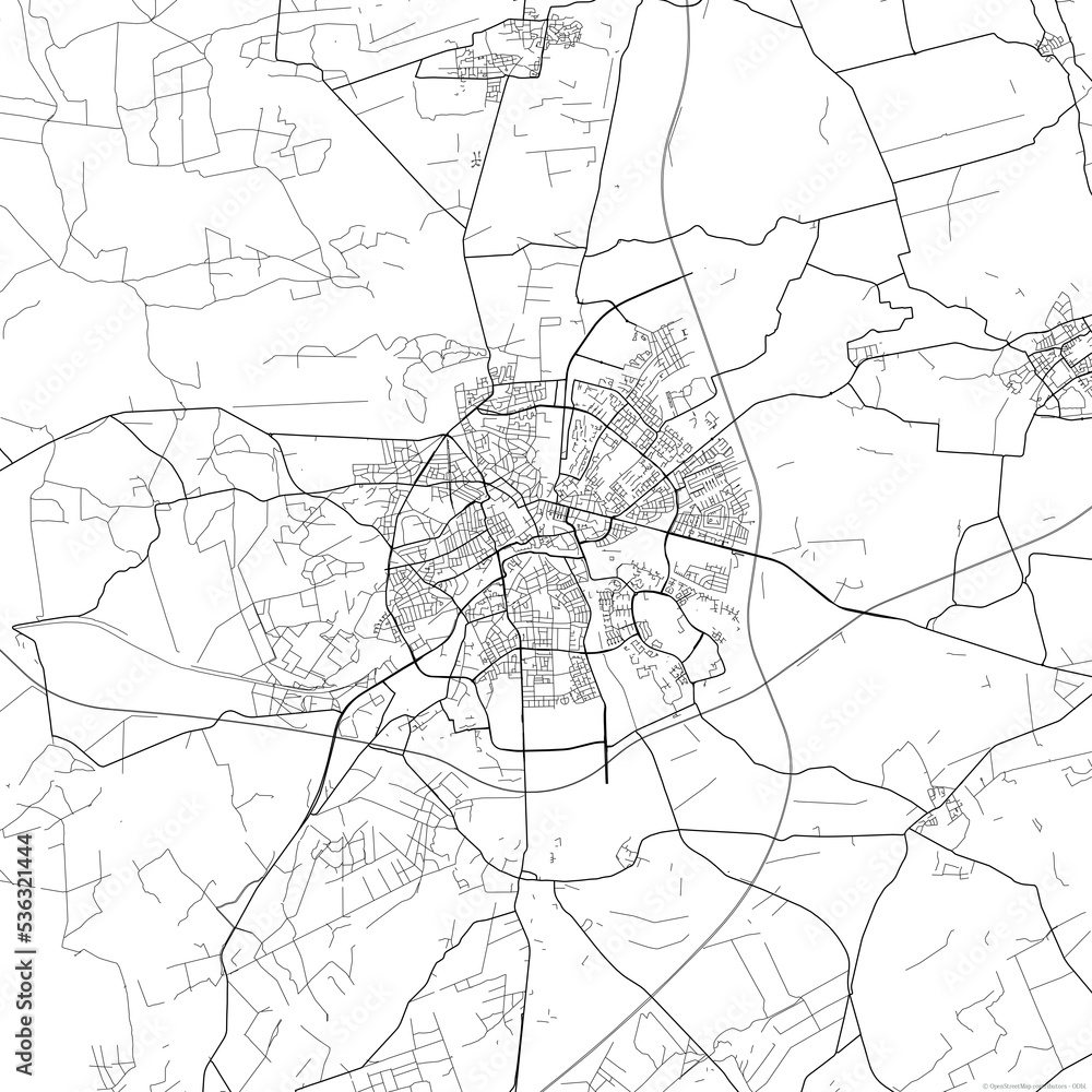 Area map of Apeldoorn Netherlands with white background and black roads