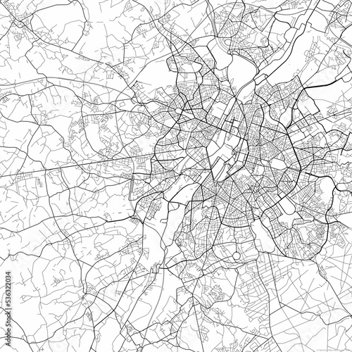 Area map of Anderlecht Belgium with white background and black roads