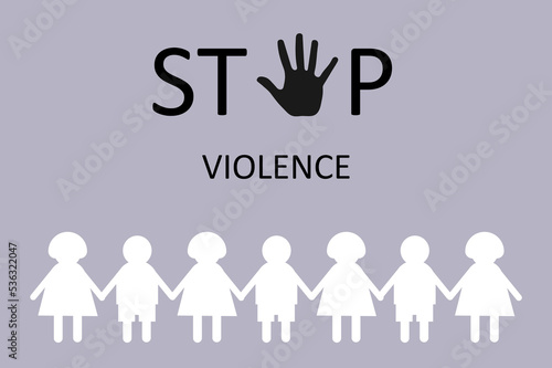 Frightened sad girl and boy holds hands  restricting gesture  stop symbol. Violence  abuse against children.