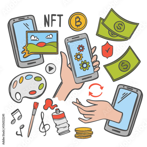 SELLING DIGITAL ART Online Marketplace With Non-fungible Token Currency Blockchain Unique Art Network Technology For Virtual Trade Crypto Store Internet Deal
