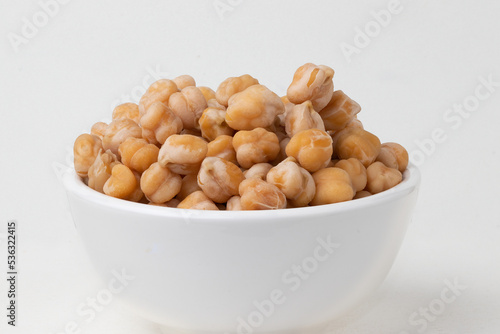 Cooked chickpea isolated on white background.