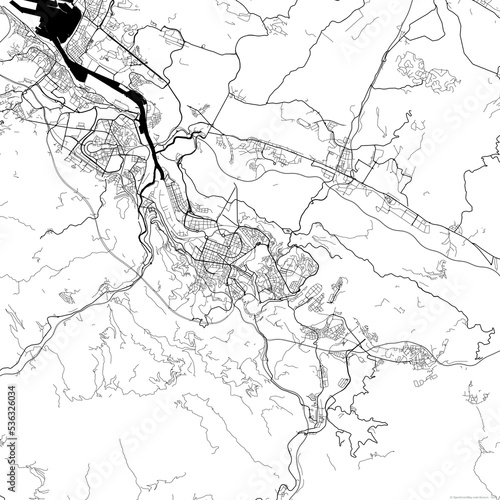 Area map of Bilbao Spain with white background and black roads