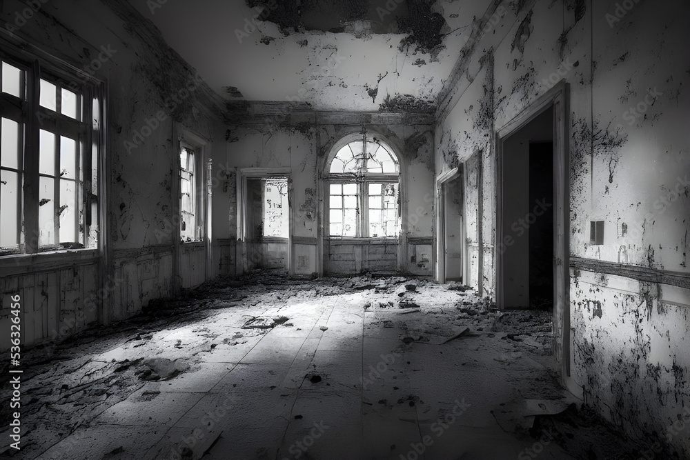 A ruined asylum, spooky and haunted. A ruined asylum, spooky and haunted.