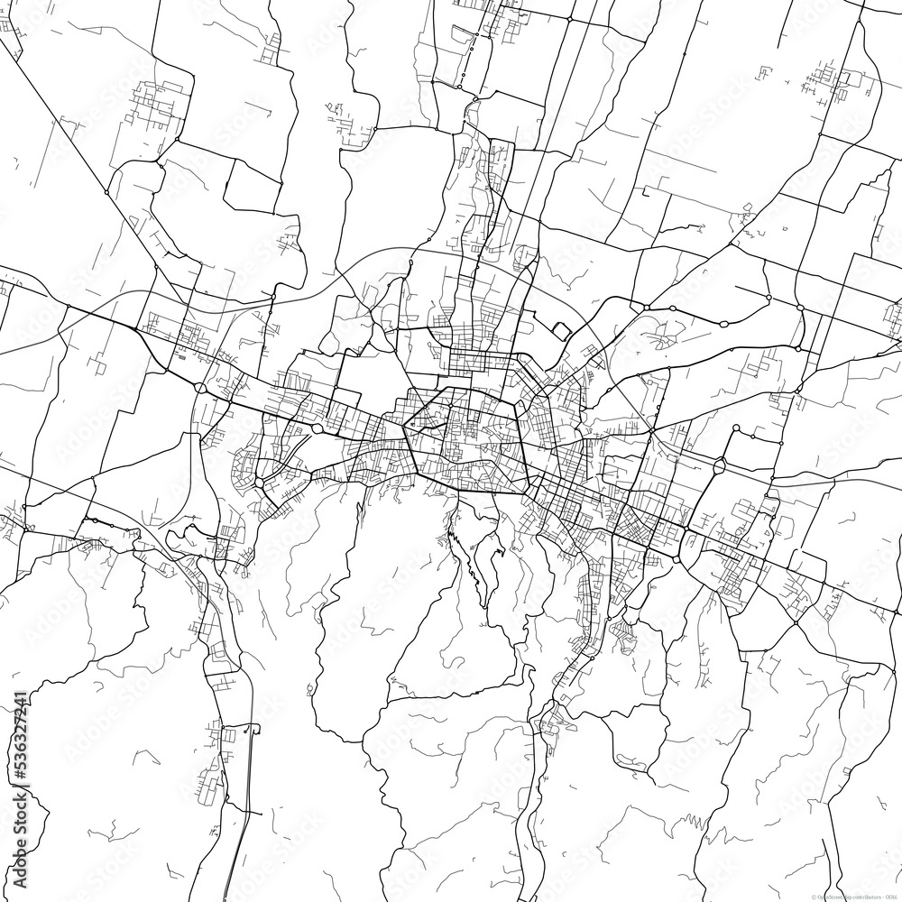 Fototapeta premium Area map of Bologna Italy with white background and black roads
