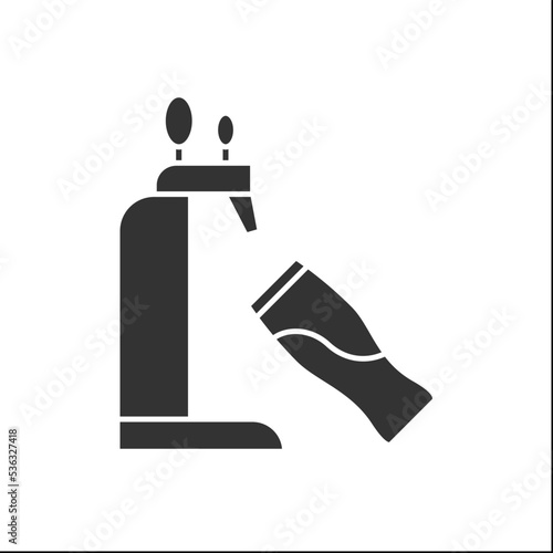 Beer tap glyph icon. Draft beer. Party drink. Beer fest. Restaurant, pub, brewery, bar menu. Cocktail party and drinking establishment concept.Filled flat sign. Isolated silhouette vector illustration