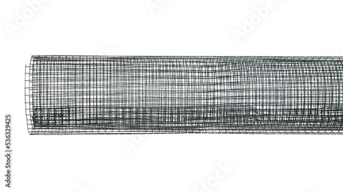 Metal mesh roll texture isolated on white, clipping path photo