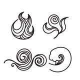 hand drawn doodle four element illustration icon isolated