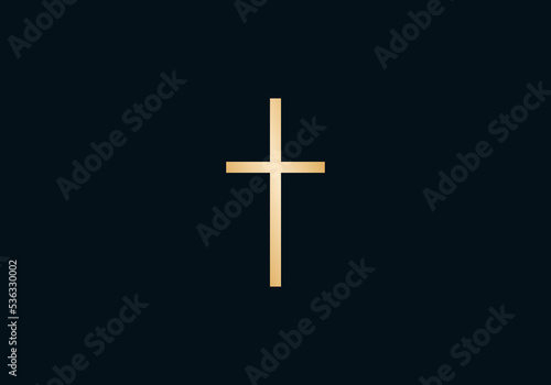 Catholic cross logo isolated on dark background, Holy Bible symbol, premium golden easter sign, church icon, christ landmark, Jesus catholic concept, baptist religious, pray, faith, god spirit