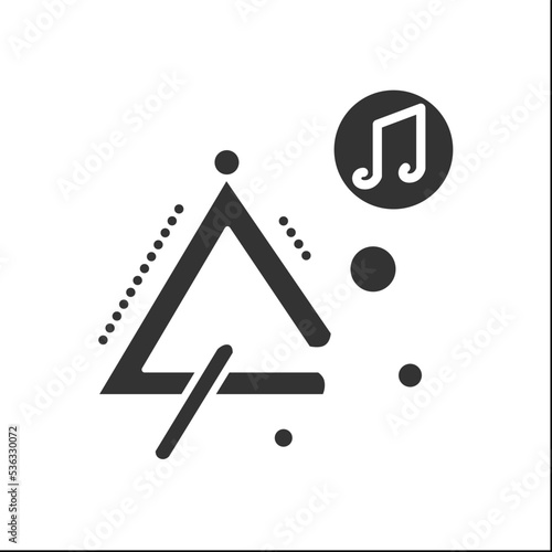 Triangle glyph icon. Idiophone. Classical percussion orchestral musical instrument. Classical, ethnic and modern music.Filled flat sign. Isolated silhouette vector illustration