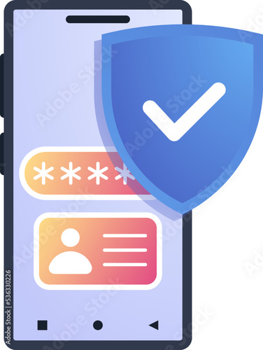 Smartphone security concept. Mobile phone user verification. Login password. Vector illustration.