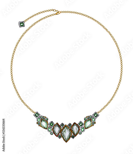 Wallpaper Mural Jewelry design modern art fancy gems necklace. Hand drawing and painting on paper. Torontodigital.ca