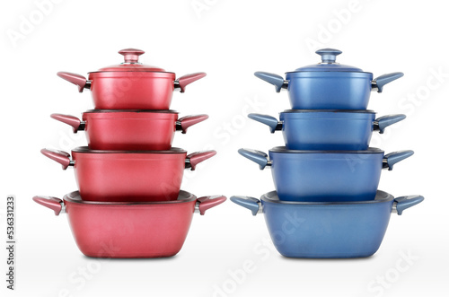 cookware set on white background